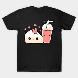 Kawaii Milkshake and Cake Illustration | Cute Design Ideas for Kawaii Lovers T-Shirt